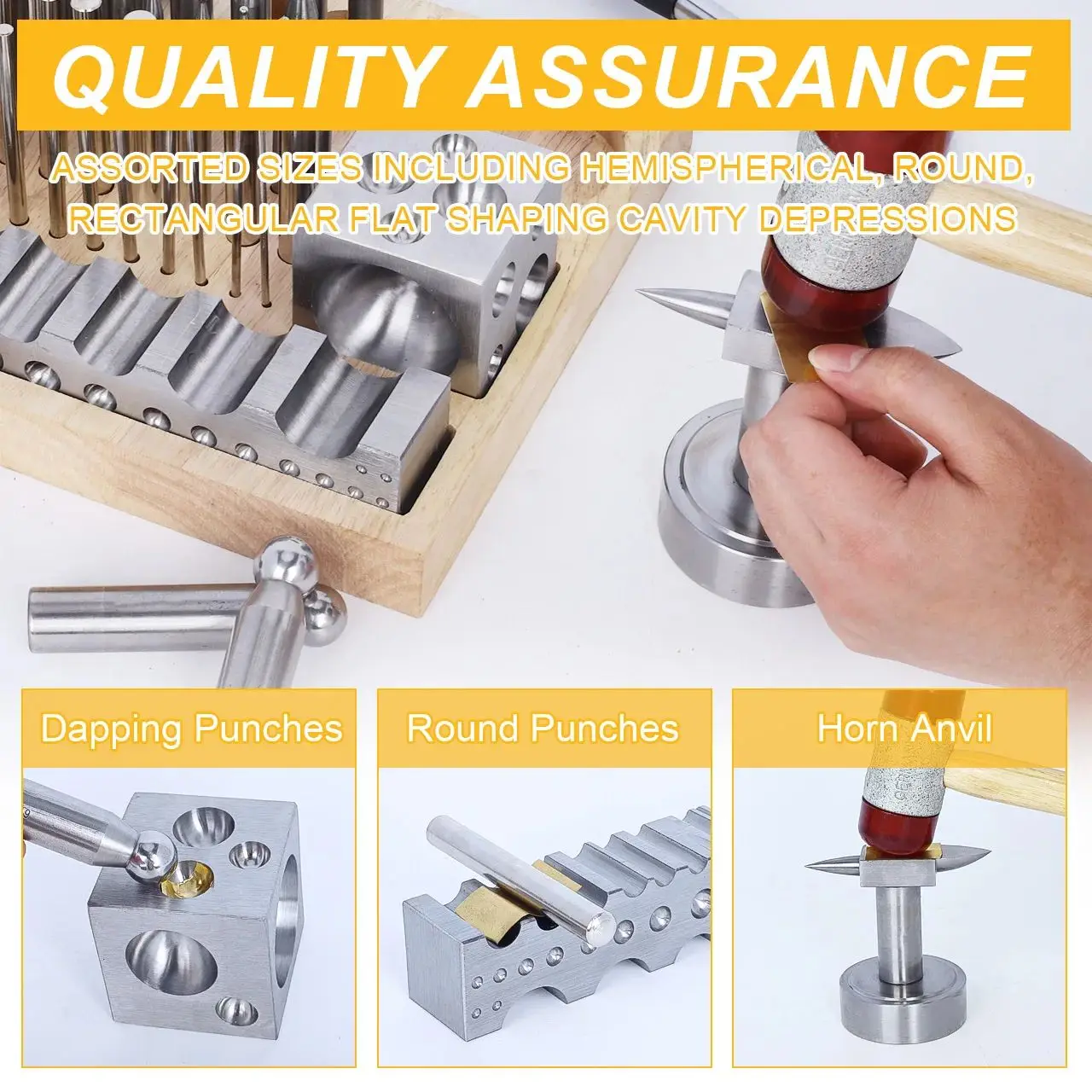 50 قطعة الصلب Dapping كيت القبة لكمة كتلة تشكيل المجوهرات مجموعة أدوات المجوهرات #2