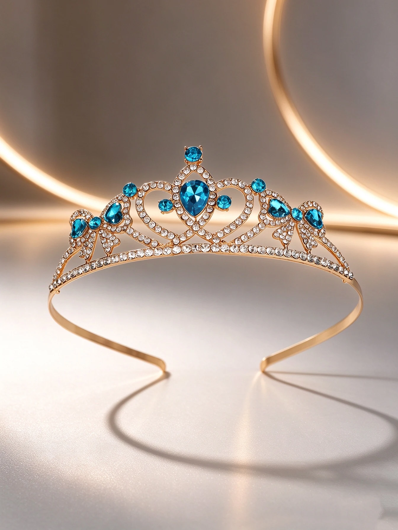 Multi-Color Rhinestone Crown Bridal Headpiece, Iridescent Green, Blue, and Pink Crystal Crown, Wedding Dress Evening Party Princess Hair Crown - view 3