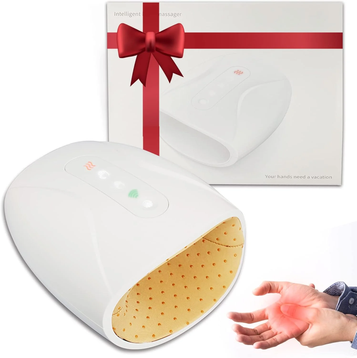 

Electric Hand Massager Air Pressure Heat Compresses Heating Palm Finger Acupoint Massage Device For Relaxation Women Girl Gift