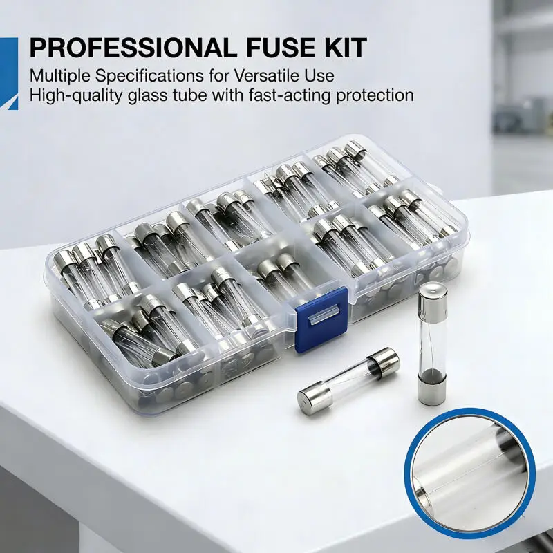 5*20/6*30 Fast-blow Glass Tube Fuses Car Glass Tube Fuses Assorted Kit  with Box 0.1A-35A Household Fuses