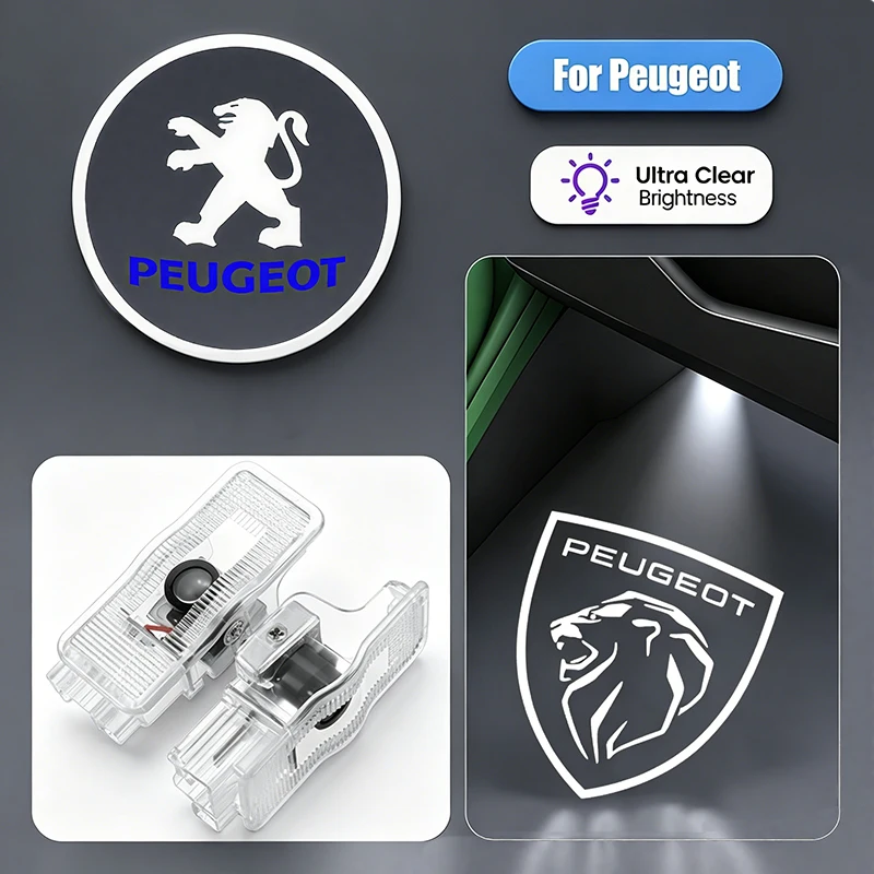 LED-Autotür-Logo-Willkommenslicht Laser-Projektorlampe für Peugeot 408 4008 308 3008 Rifter 5008 508 2008 208 301 RCZ 407 205 105 – Detail 1