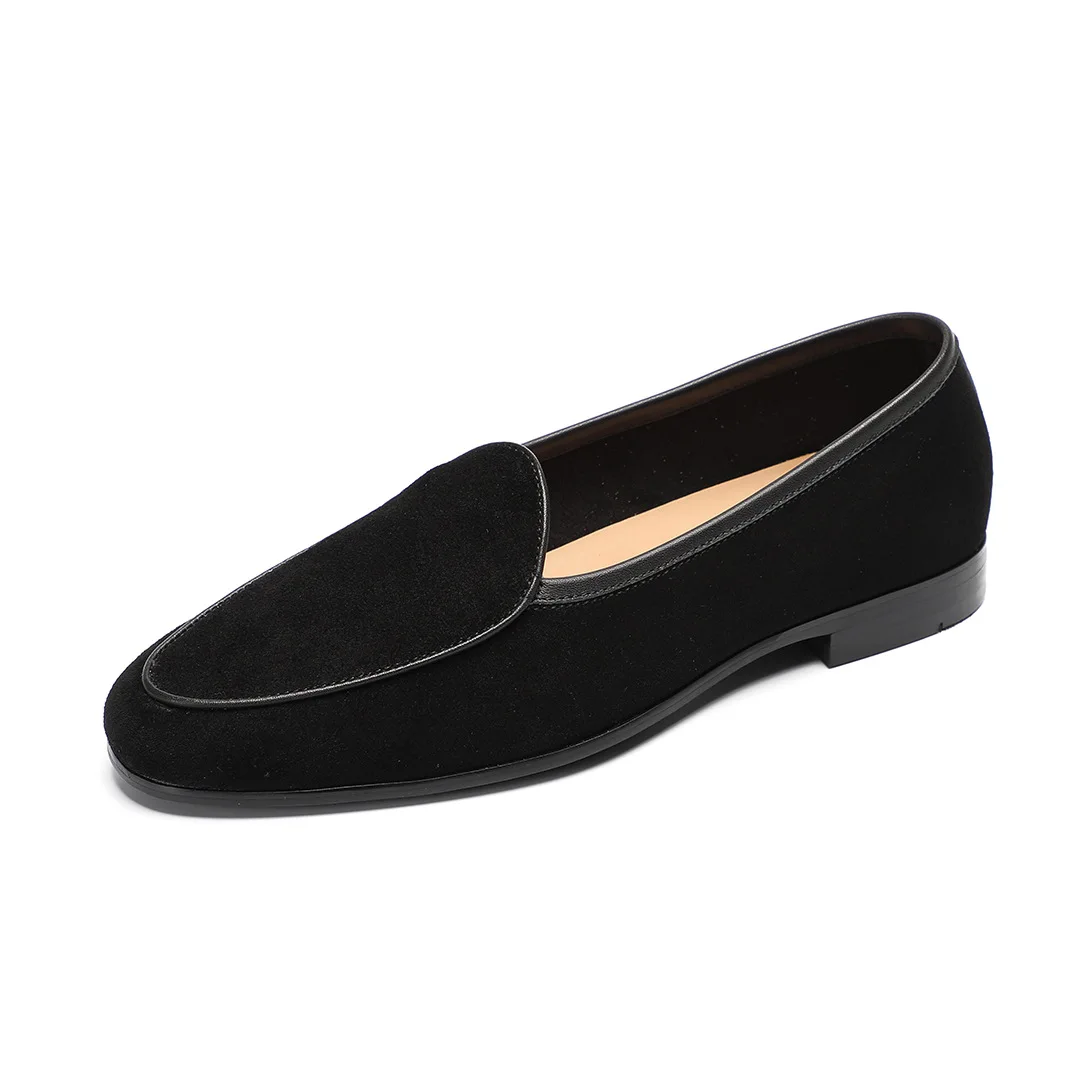 CLAIAMI New Fashion Loafers for Men Handmade Genuine Leather Slip-on Suede Casual Leather Men Shoes Breathable Casual Zapatos