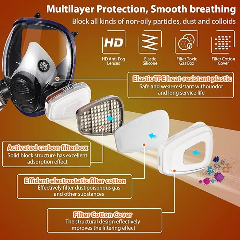 Chemical Mask 6800 27 in 1 Gas Mask Dustproof Respirator Paint Pesticide Spray Silicone Full Face Filters For Laboratory Welding