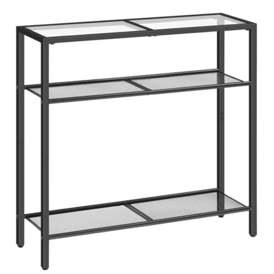 

29.5" Narrow Console Table 3-Tier Tempered Glass Sofa Table Modern Entryway Table for Entrance Living Room Foyer Hallway Bedroo
