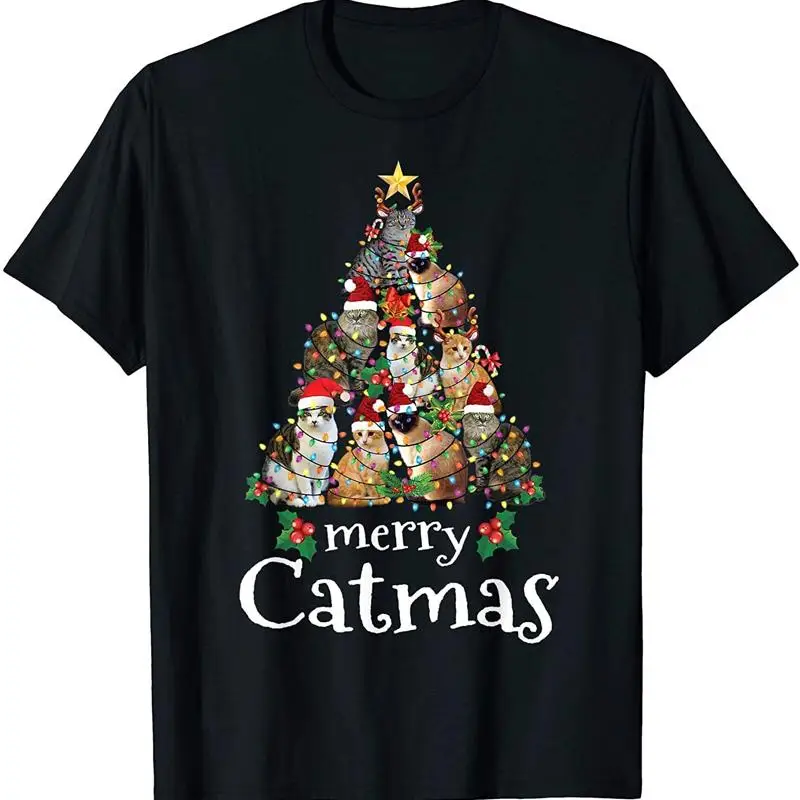 

Новая ограниченная рождественская футболка Merry Catmas Xmas Kids с забавным котом