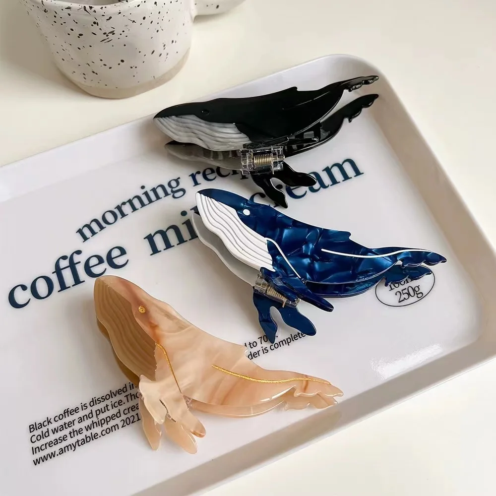 1pc Women's Whale Hair Clip Korean Style Deep Sea Blue Clip Women's Hair Clip Shark Clip Ponytail Clip image 2