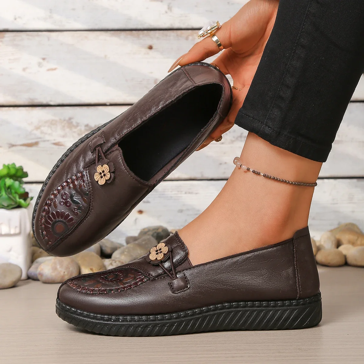 Women's Shoes Fresh and Gentle Chinese Style 2026 Women's Summer Shoes New Design Leather Shoes Free Shipping Shoes