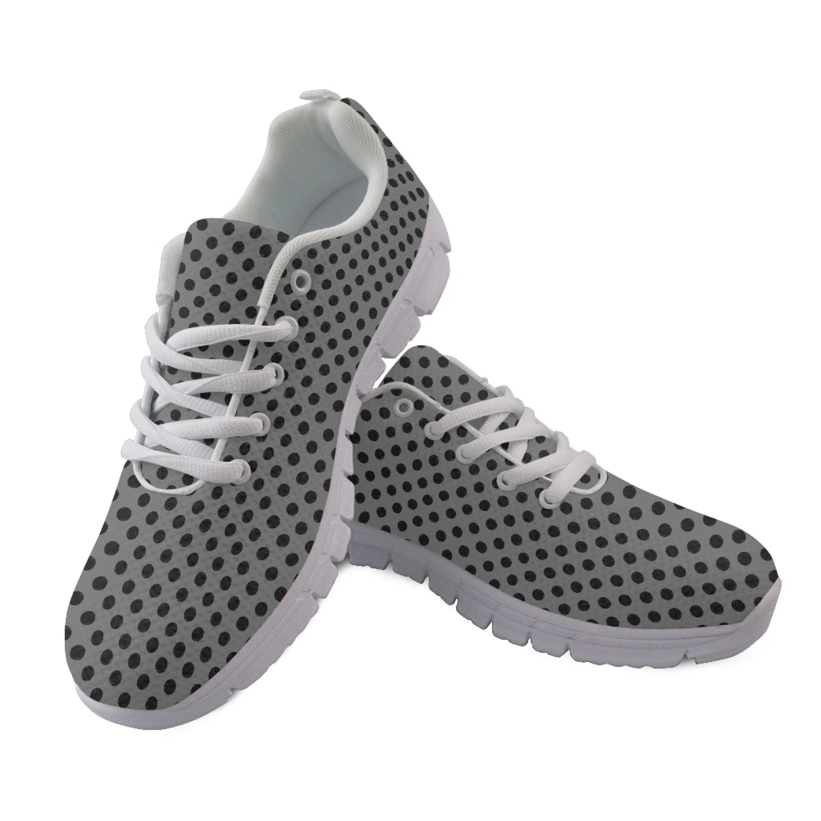 Coloranimal Grey Polka Dot Athletic Shoe Sneaker for Womens Casual Running Shoes