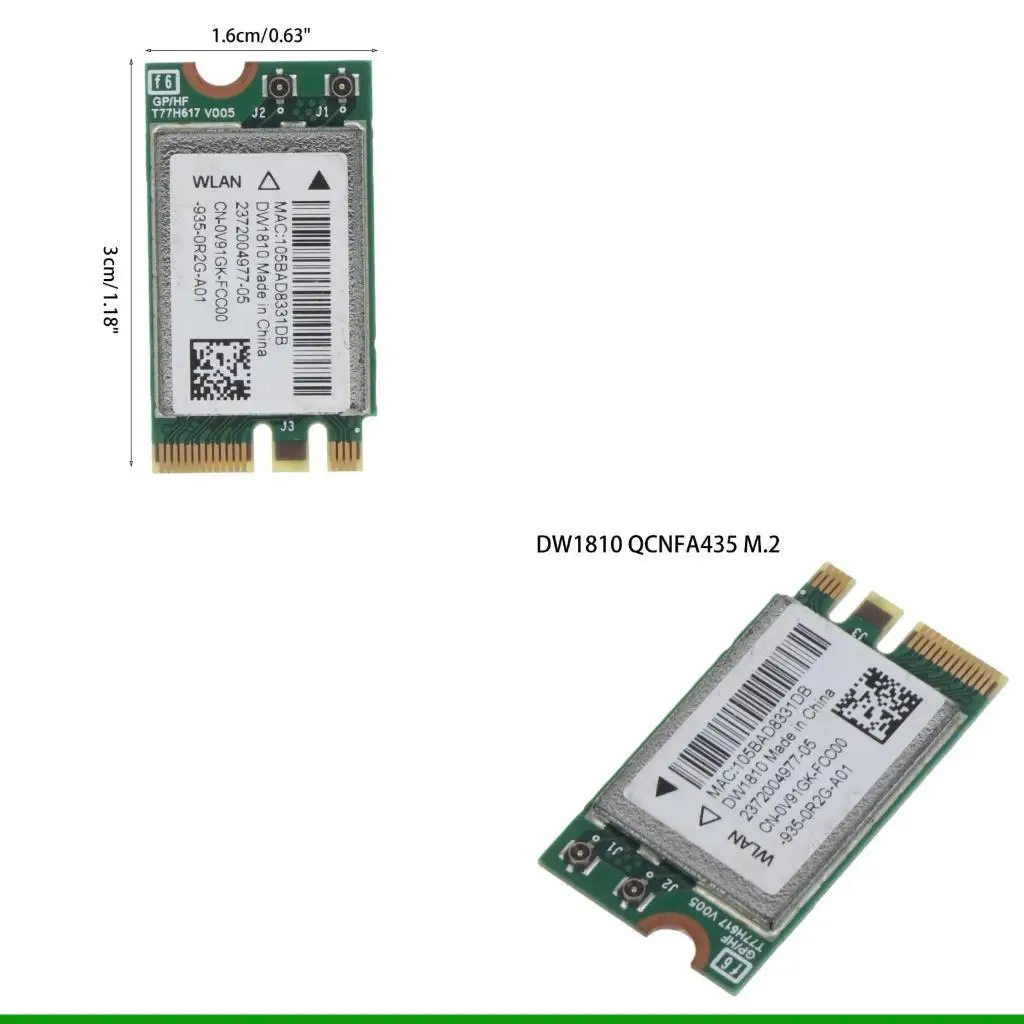 

U55C For DELL15 5565 5567 3567 DW1810 NGFF 433Mbps BT-4.1 WiFi Wireless NetworkCard
