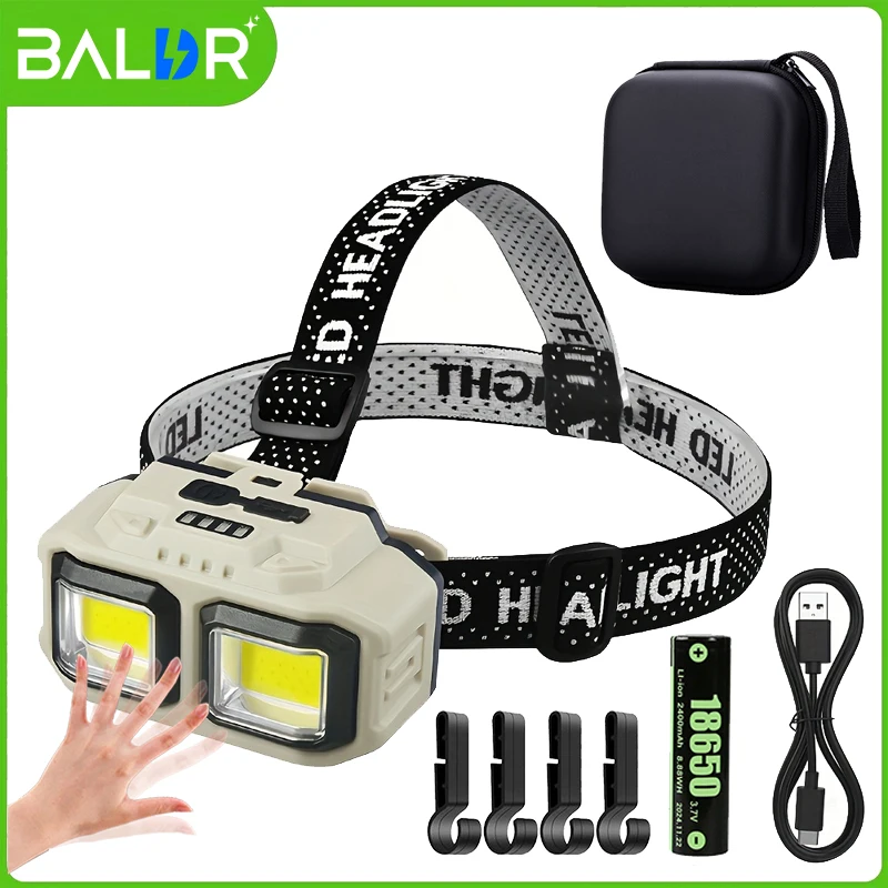 Powerful Induction COB LED Headlamp USB Rechargeable Head Flashlight Work Light Outdoors Camping Search Light Fishing Head Torch