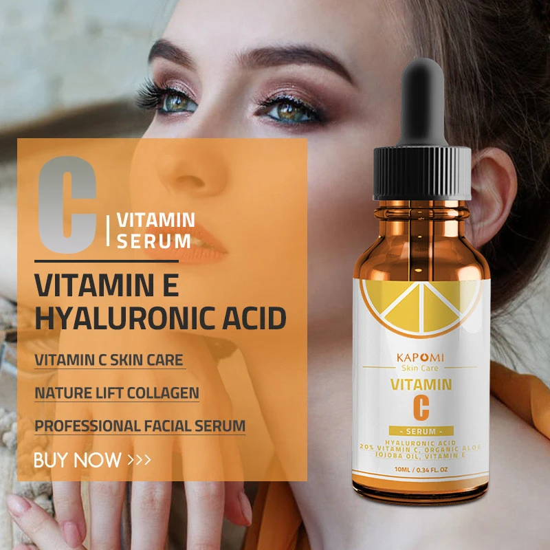 

KAPOMI Organic Vitamin C Hyaluronic Acid VC Serum Moisturizing Whitening Brightening Anti-Aging Essence Tone Facial Skin Care