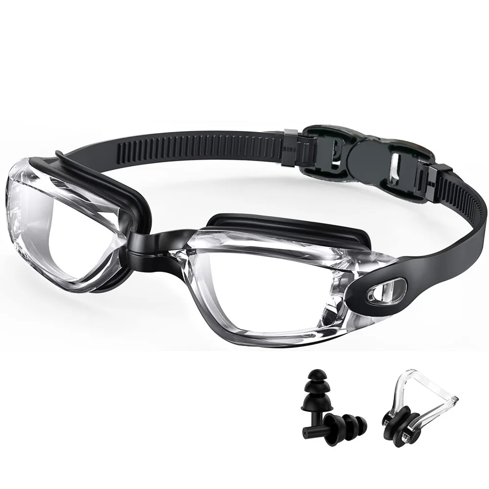 Professionelle Schwimmbrille, Schwimmbrille, beschlagfrei, klare Sicht, wasserdicht, schnell verstellbar, mit Ohrstöpsel, Nasenklammer, Brillen – Detail 14