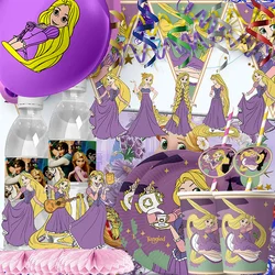 Disney Tangled Rapunzel Princess Children's Day Decoration Balloon Banner Backdrop Tableware Cake Topper Baby Party Supplies