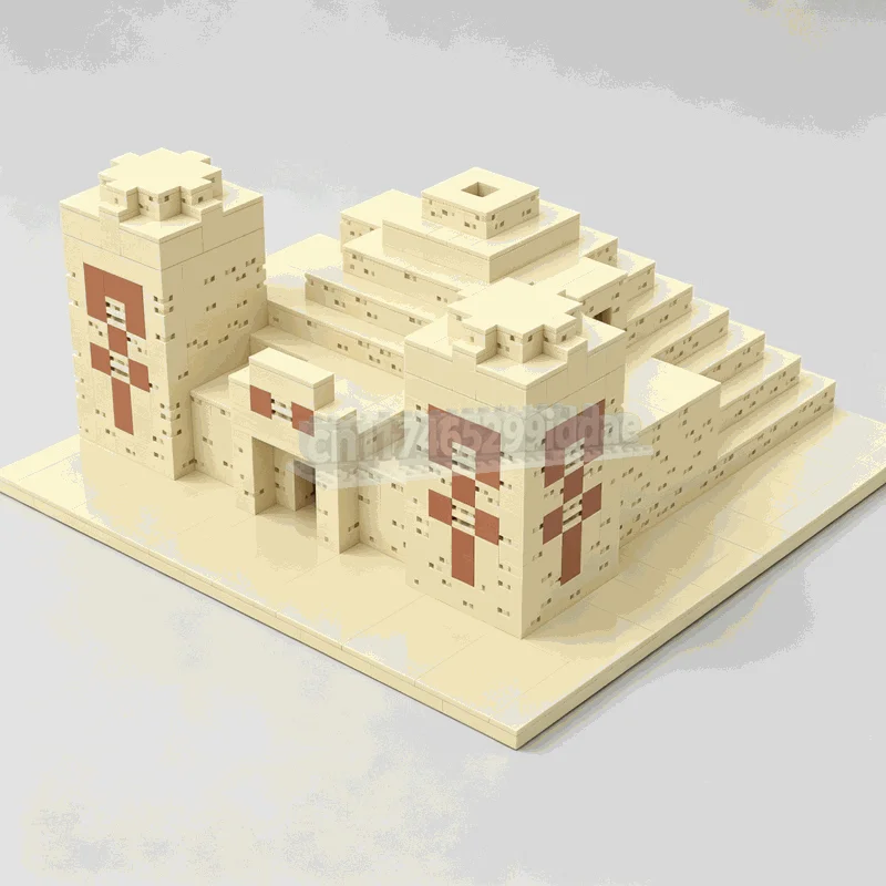 4009PCS Retro Pixel Desert Ancient Ruins MOC Model DIY Assembled Sand Building Bricks Adventure Game Scene Mini Character Gift