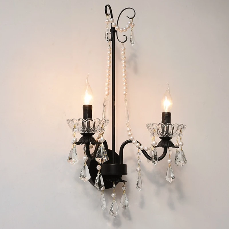 Iron Wall Lamp French Vintage Tricolor Wall Light Corridor Bedroom Living Room Mood Lights Full Spectrum Candle Lighting Lamps