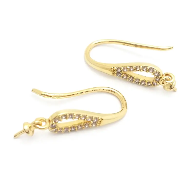 18K Gold Color Brass with Half Pin can Fit Half Hole Beads Earring Hooks Diy Jewelry Making Earrings Accessories for Women