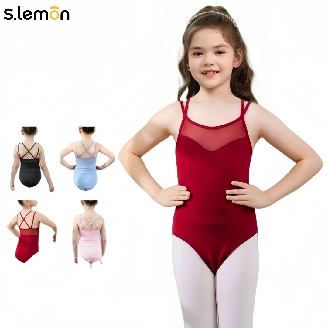 

Kids Ballet Leotard Girls Summer Sling Tulle One-Piece Dancewear Gymnastics Performance Costume Training Outfit