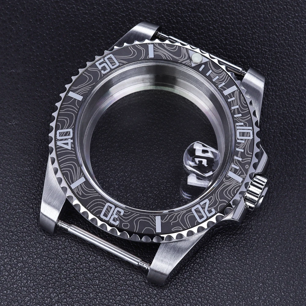 

Silver 40mm High-quality NH35 Case 120 Clicks Bezel Sapphire Glass For NH35 NH36 NH38 Miyota 8215 Eta 2824 Movement SUB GMT Case