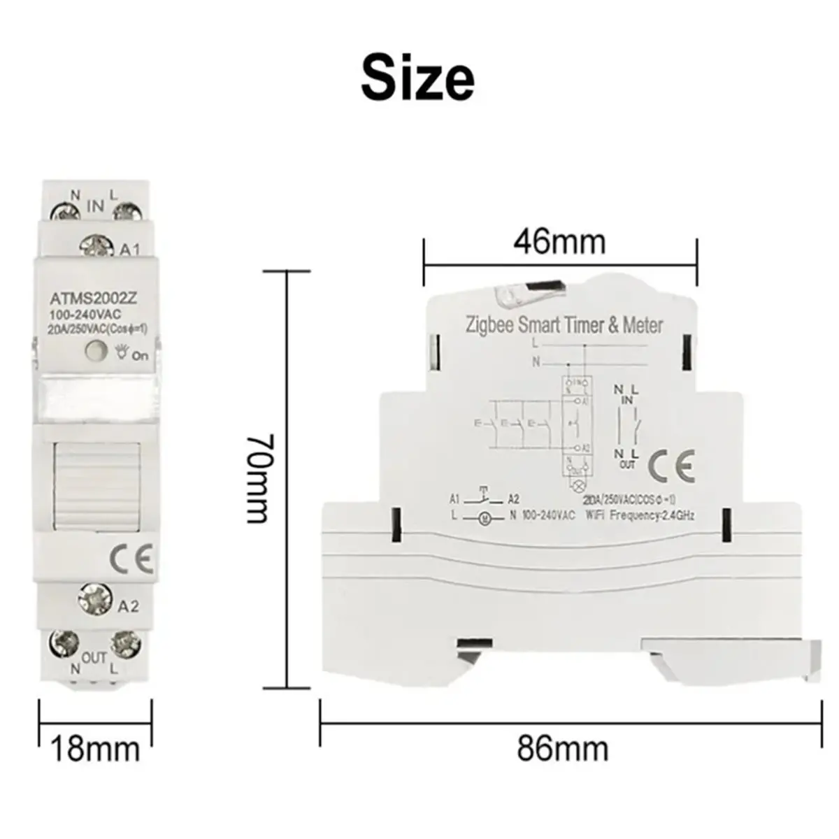 

Tuya Smart Life ZigBee 20A Relay Switch Timing Din Rail Power Monitor App Remote Control Works for Home