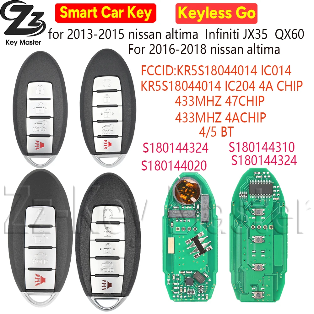

ID47/4A чип 433 МГц KR5S180144014 IC014/IC204 S180144018/020/310/324 бесконтактный автомобильный дистанционный ключ для Nissan Maxima Altima 2013-2019