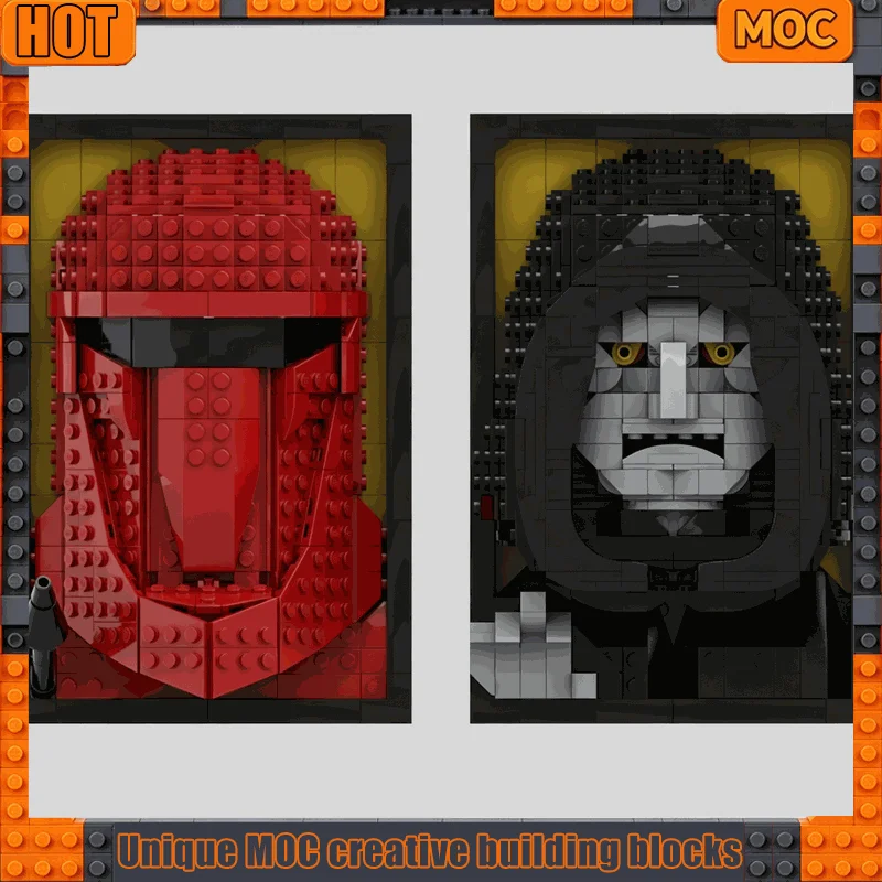 1056 Parts MOC 3D Portrait Frame Building Blocks Royal Guard Helmet And Dark Lord Figure Wall Art Display Room Decoration Gifts