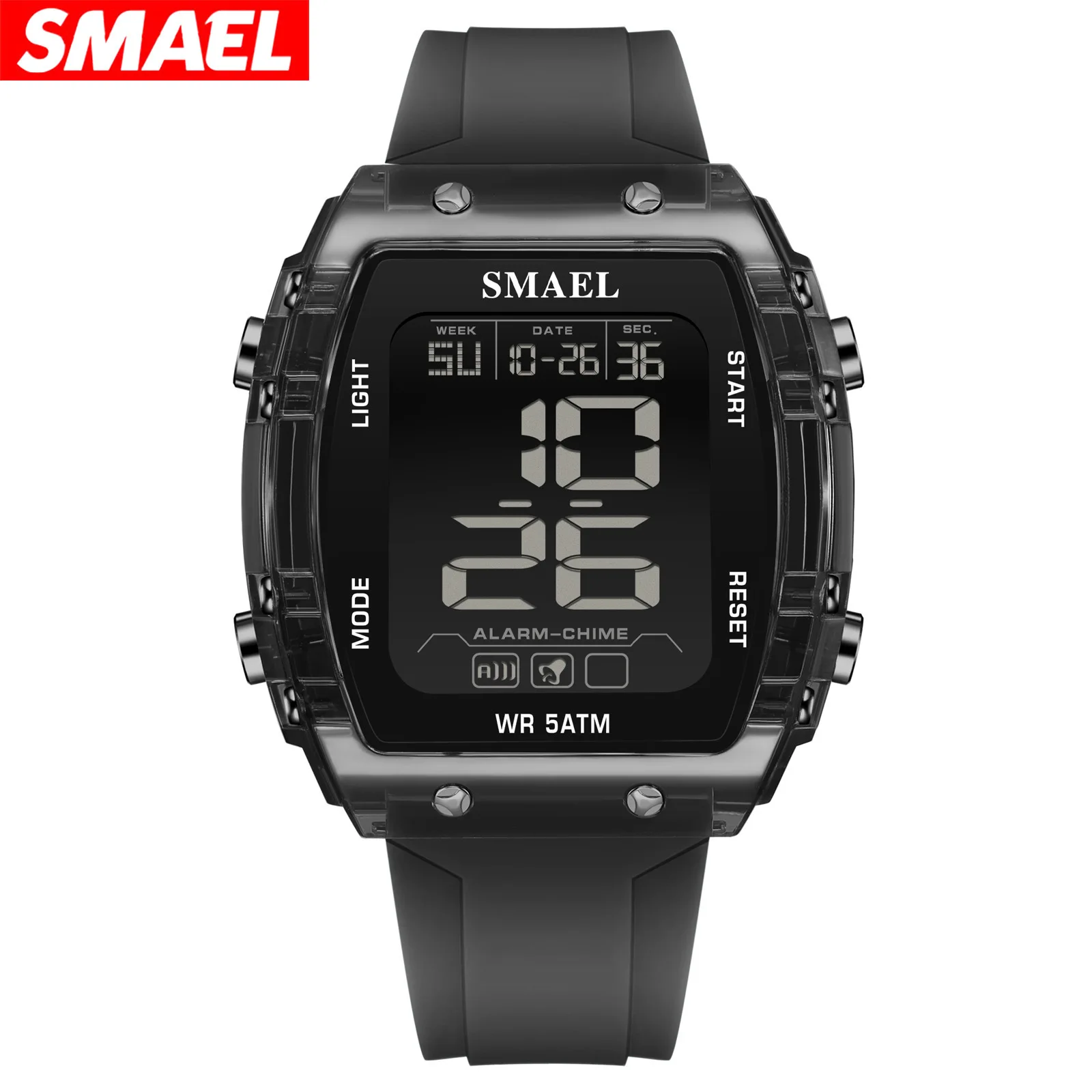

Digital single display barrel-shaped street style electronic sports watch - alarm, waterproof, luminous