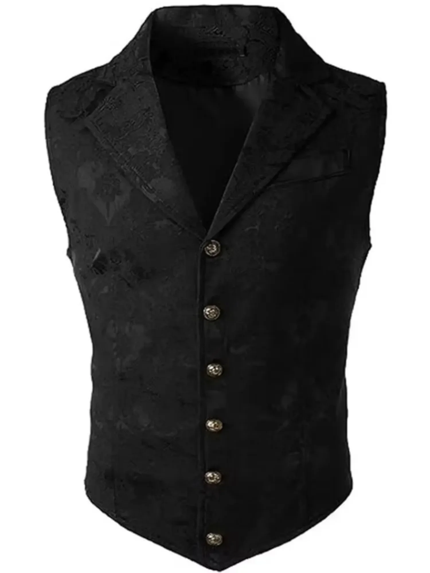 Viktorianische Blumen-Jacquard Herrenanzugweste Formelle Business-Weste mit Revers Einreihig Slim Fit Weste für Hochzeit Bankett Party – Detail 13