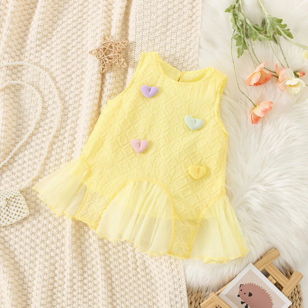 Baby Girl Korean Style Western Style Dress Childrens Summer New Fashionable Love Princess Dress Girls Sleeveless Dress