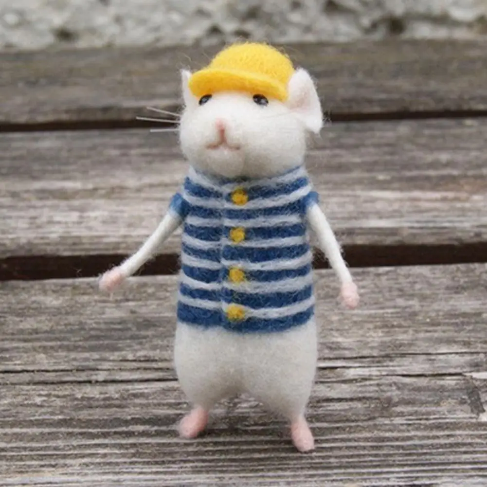 

DIY Mouse Wool Felting Toy Doll Poked Needle Kit Package Wool Kits Non-Finished Handmade Material Bag