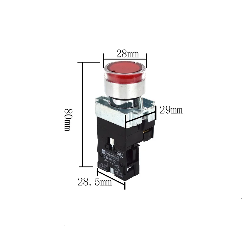 22mm XB2 Button Switch with Neon Lamp 1no / NC 12V 24V 36V 110V 220V 380V Green, Red, Yellow, Blue and White