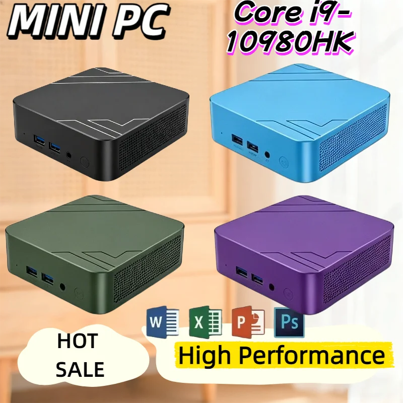 Mini PC Intel Core i9 10980HK Compact 16G BLarge SSD4K Display WiFi6 BT5.2 Multifunctional Office Gaming Mini Computer Device