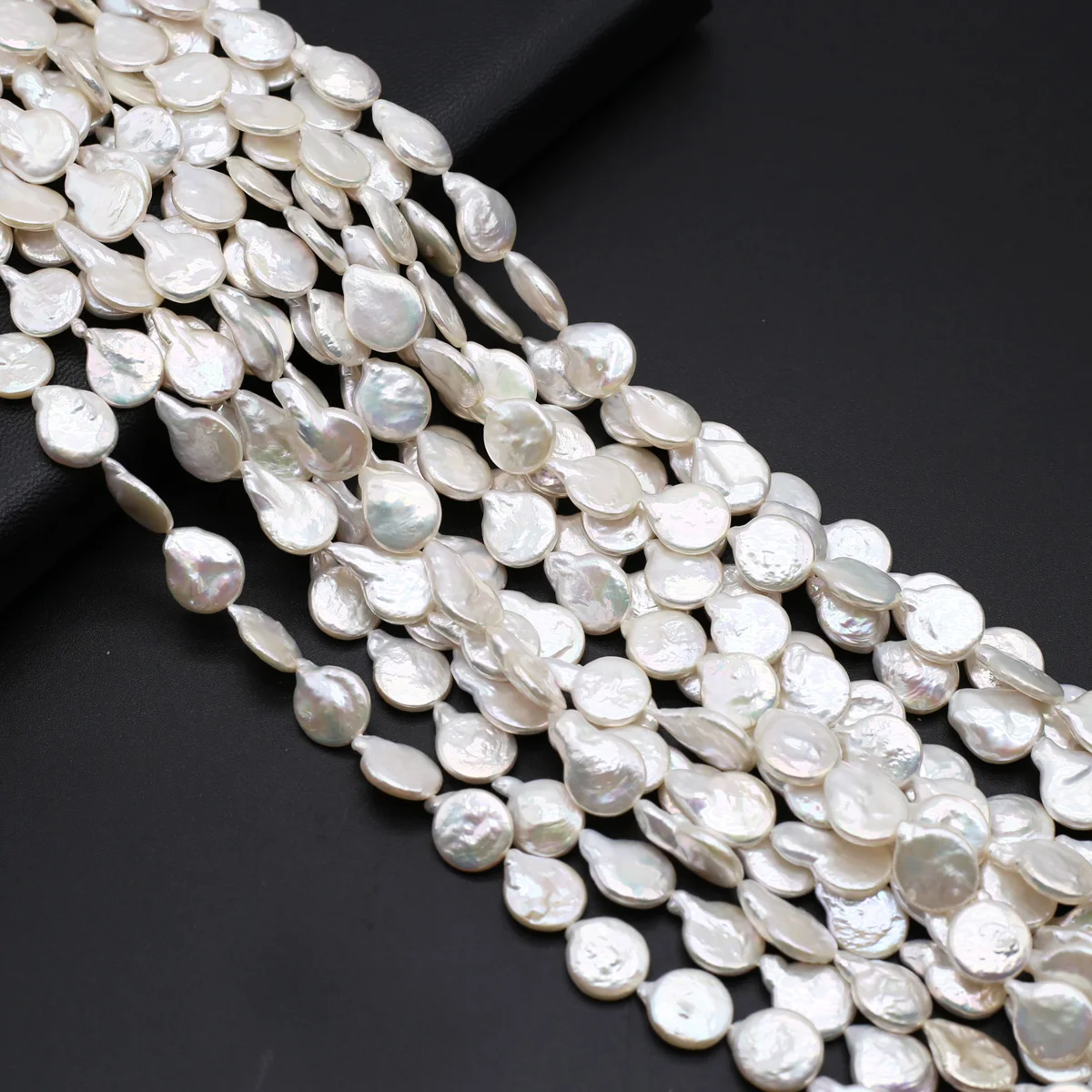 عالية الجودة الأبيض غير النظامية قطرة الشكل لؤلؤ المياه العذبة الطبيعية 11-13 مللي متر تباعد فضفاض مطرز صنع المجوهرات قلادة أقراط #1
