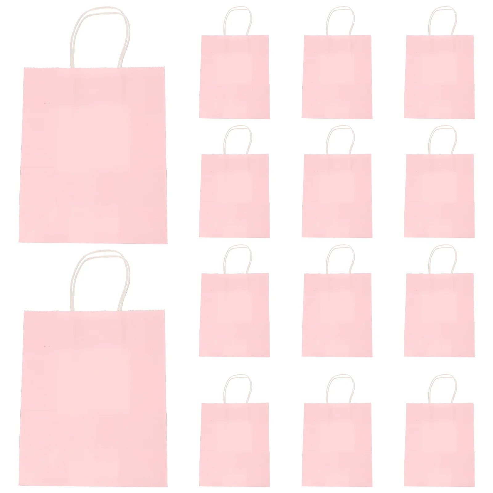 12 Pcs Paper Pink Gift Bag Shopping Bags Medium Size Kraft Cookies with Handles