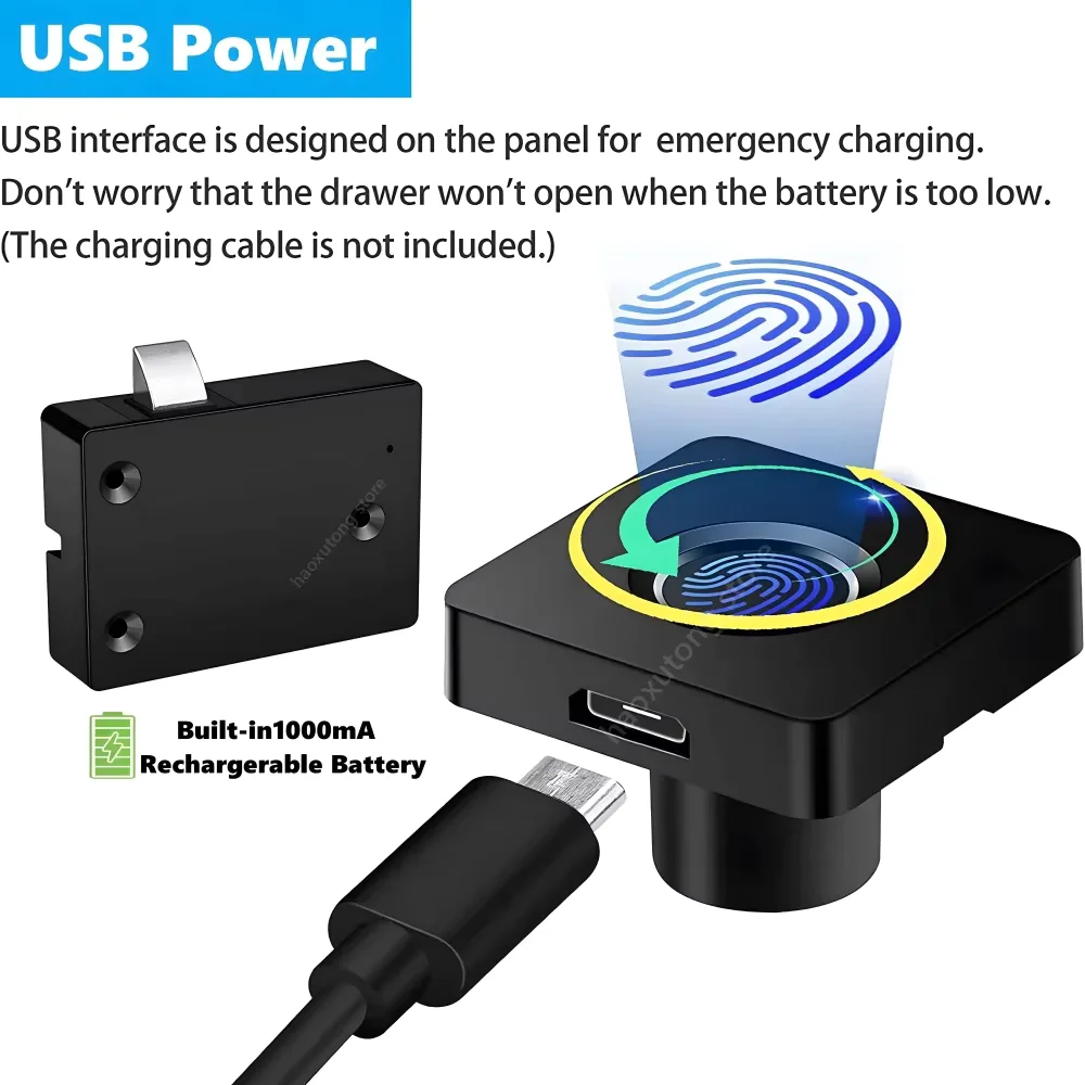 Smart Electronic Fingerprint Cabinet Lock Hidden DIY Slide Latch for Double Door Wood Drawer - DIY Installation