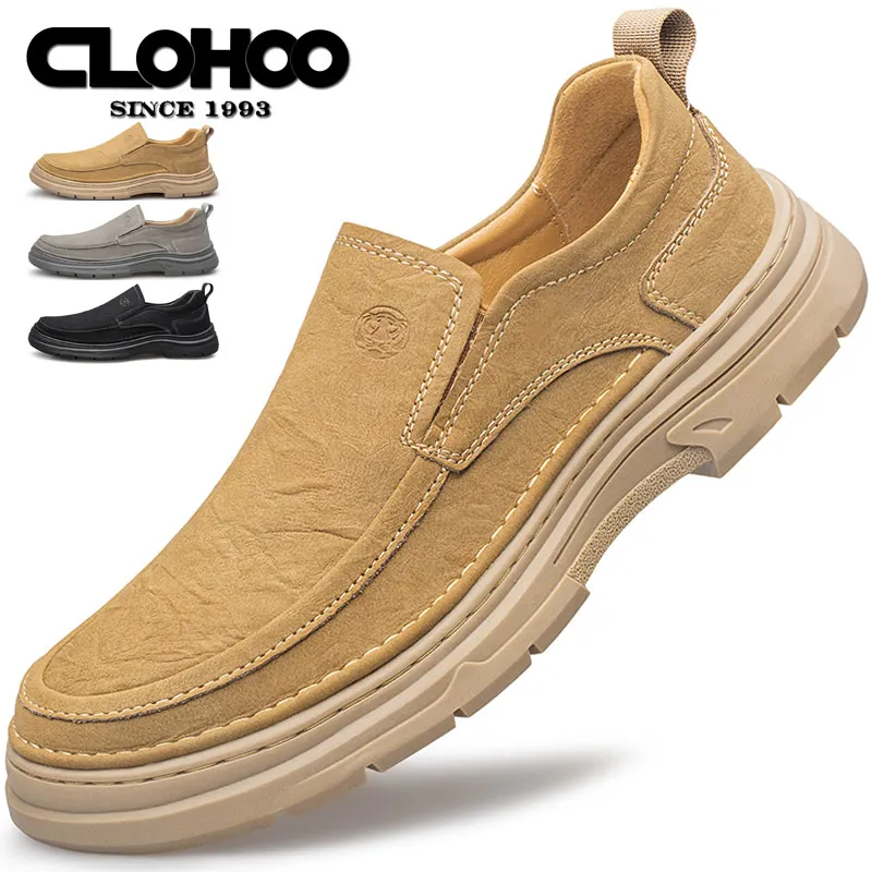 Clohoo Brand Special Edition Hand-Stitched Men's Casual Leather Shoes, Comfortable Sports Men's Shoes, Men's Skateboard Shoes for Men