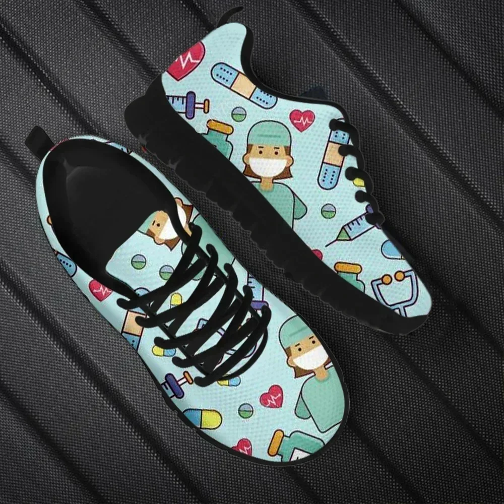 ** Cute Cartoon Nurse Printed Women's Sneakers - Breathable Mesh Flat Shoes for Women ** (Characters: 73)