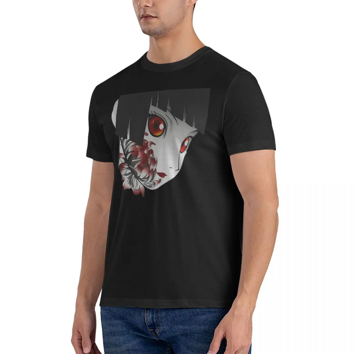 Koszulka Jigoku Shoujo - Enma Ai T-Shirt męski 100% modna bawełniana T-Shirt wycięcie pod szyją Enma Ai koszulka z krótkim rękawem top pomysł na prezent