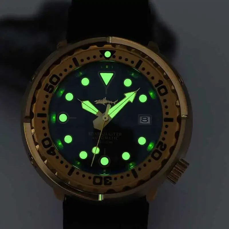 Heimdallr masculino à prova dwaterproof água c3 luminosa safira 30atm mergulhador relógios 47mm bronze caixa de atum nh35a relógio de pulso mecânico automático