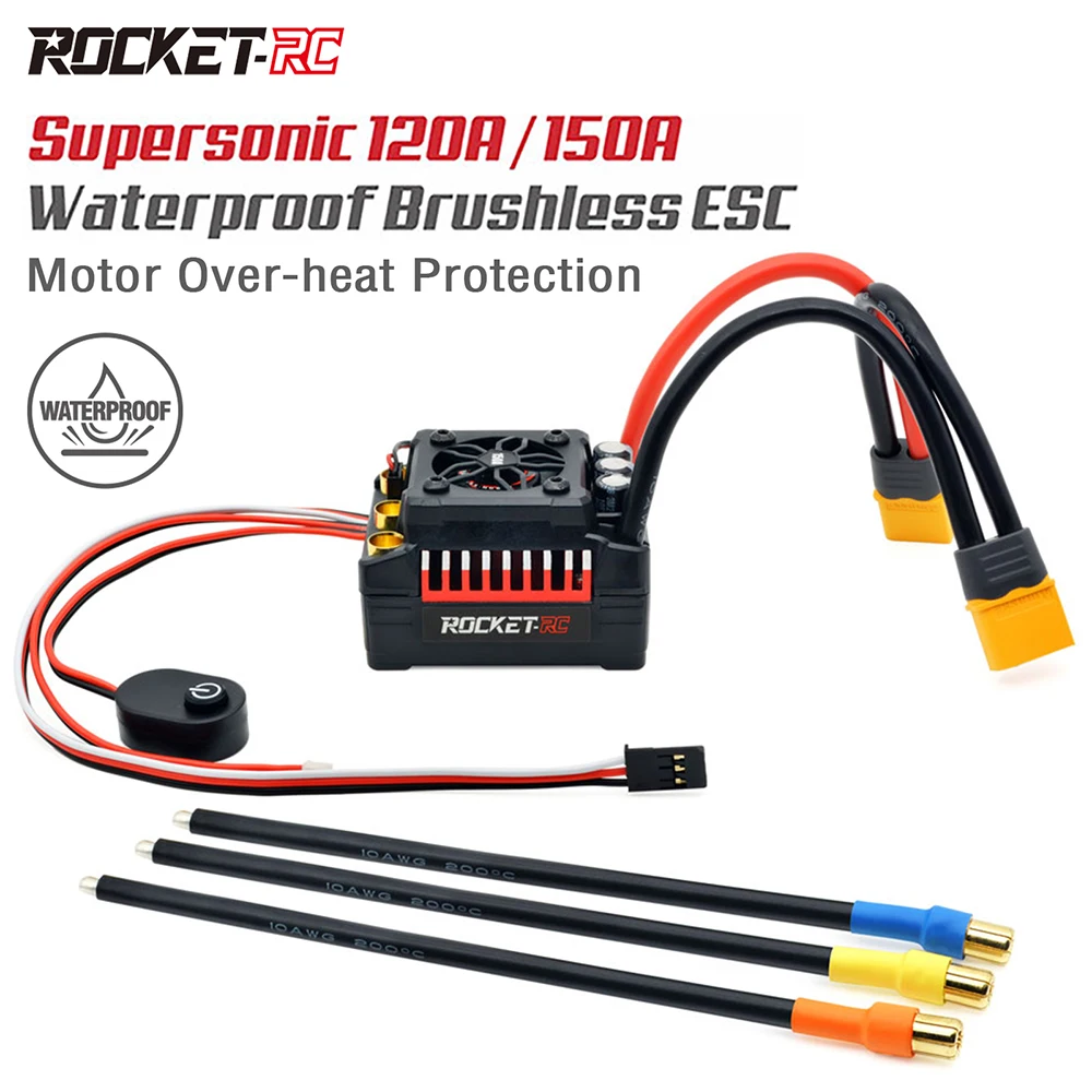 

SURPASSHOBBY Rocket RC ESC 130A Brushless 160A ESC 4S электронный контроллер скорости водонепроницаемый для 1/7 1/8 радиоуправляемого автомобиля Багги грузовика