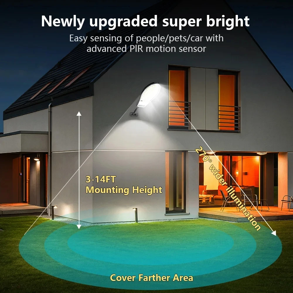 80000000LM Super Powerful Solar LED Light Outdoor 3000W/2000W Solar Wall Lamp 3 Mode Motion Sensor Security Lighting Street Lamp