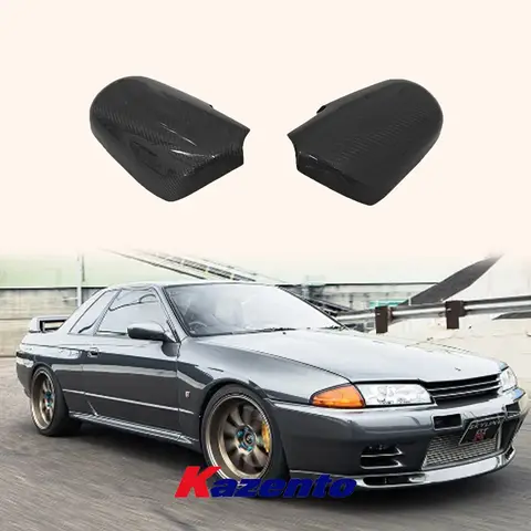 Paire de couvercles de rétroviseur latéral en Fiber de carbone, pour Nissan Skyline R32 GTR GTST