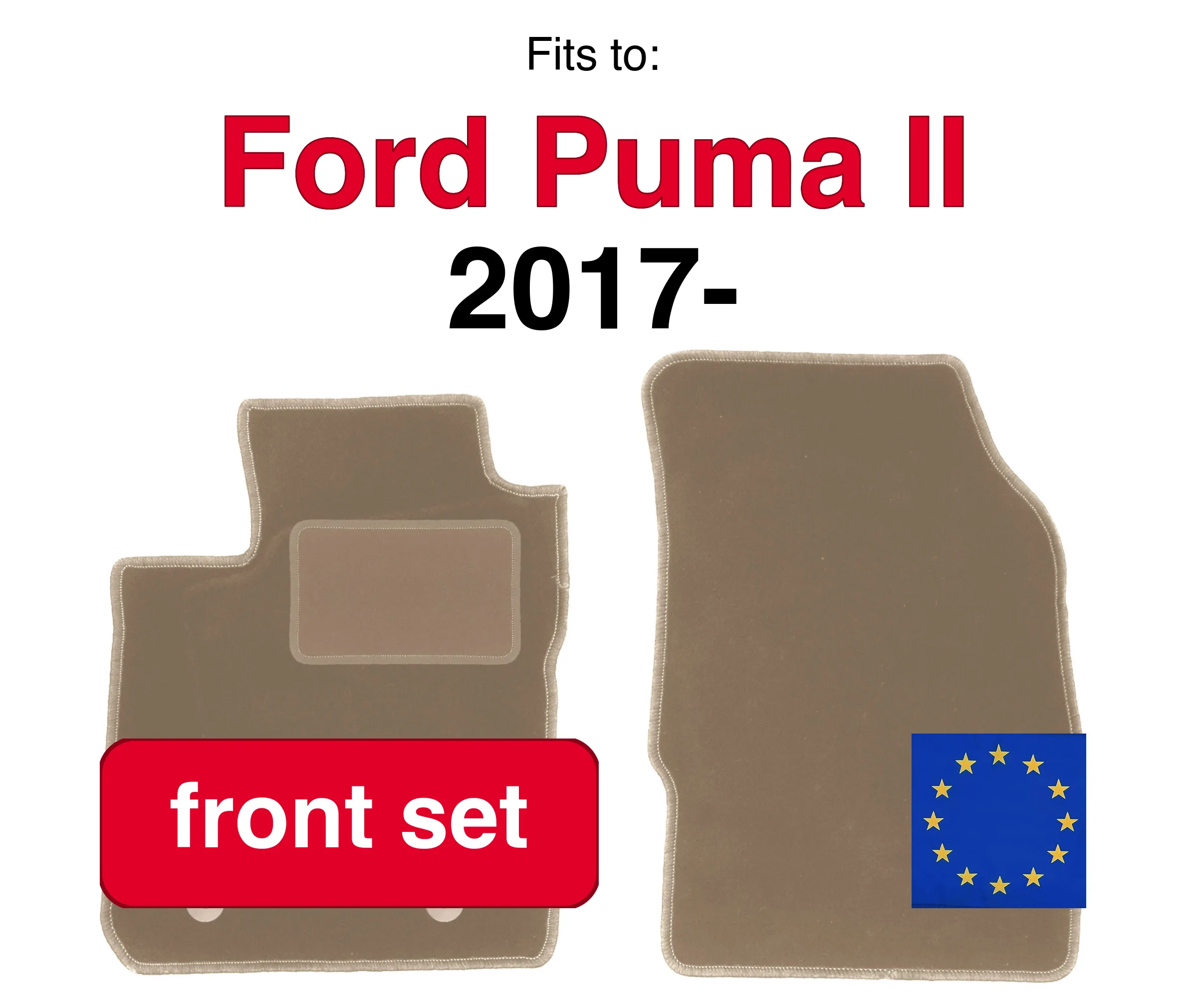Auto velours vloermatten voor Ford Ka + hatchback (2014-) -beige (2 stuks) set vloermatten voor in de auto