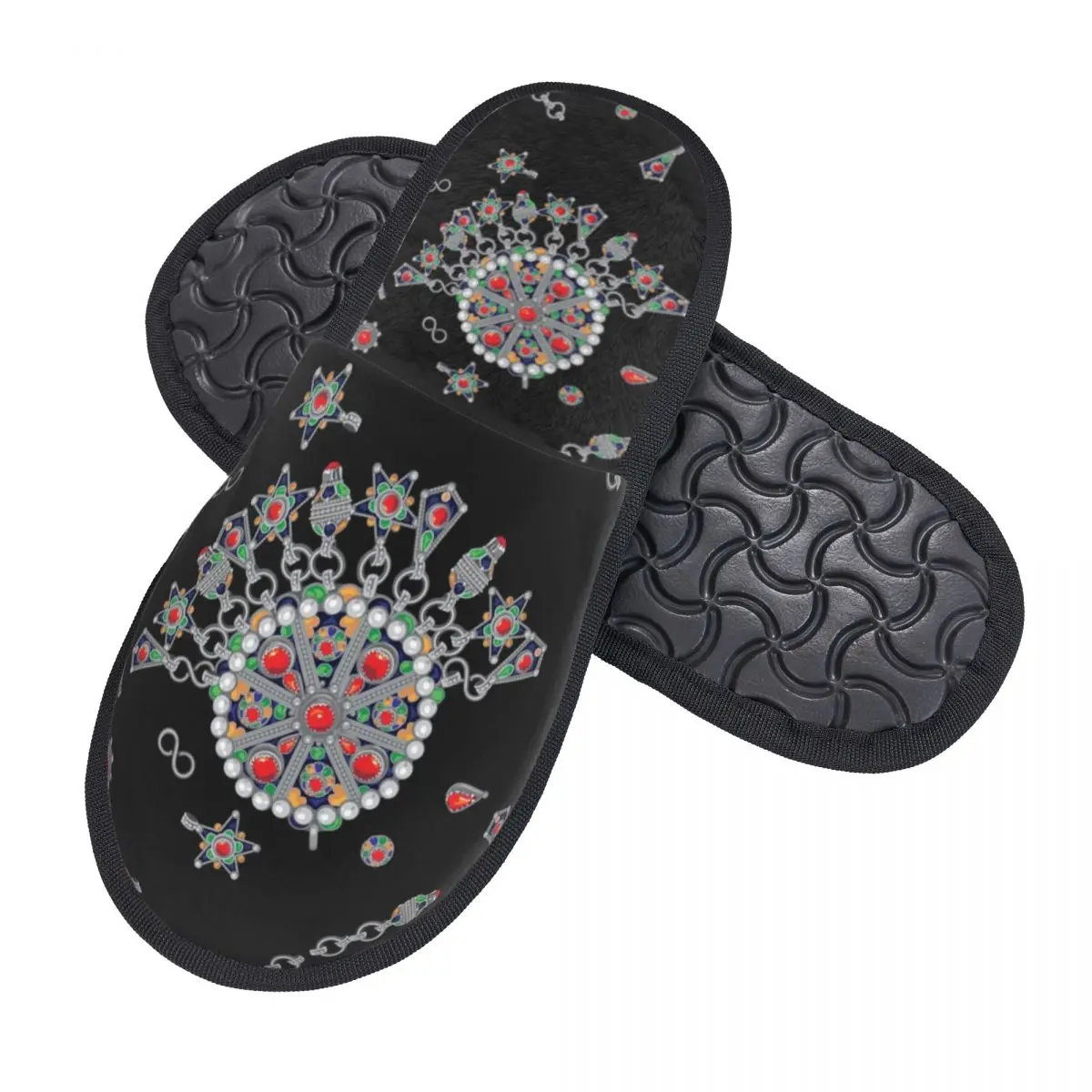 Custom Kabyle Jewelry Memory Foam Slippers Women Soft Warm Amazigh Africa Ethnic Style House Slippers