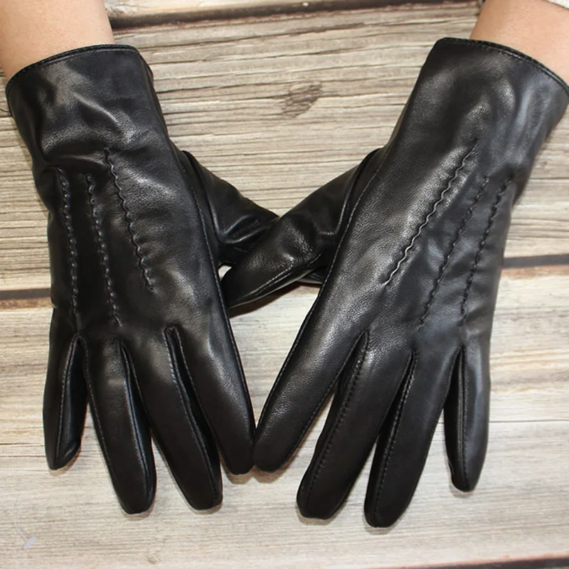 Autumn Thin Sheepskin Leather Gloves Men\'s Rayon Lining Spring and Summer Outdoor Bicycle Riding Car Driving Fashion Driver Fin