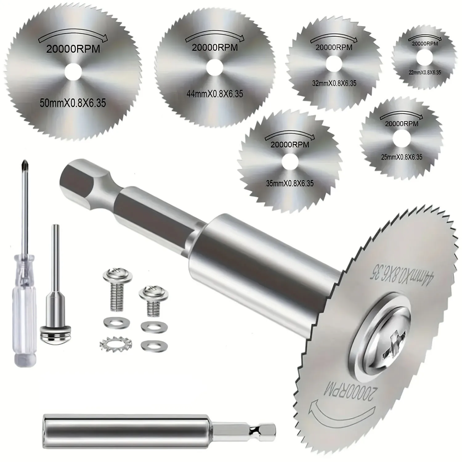 

A set of high-speed steel circular saw blades, suitable for cutting wood, plastic, copper, aluminum, and soft metals