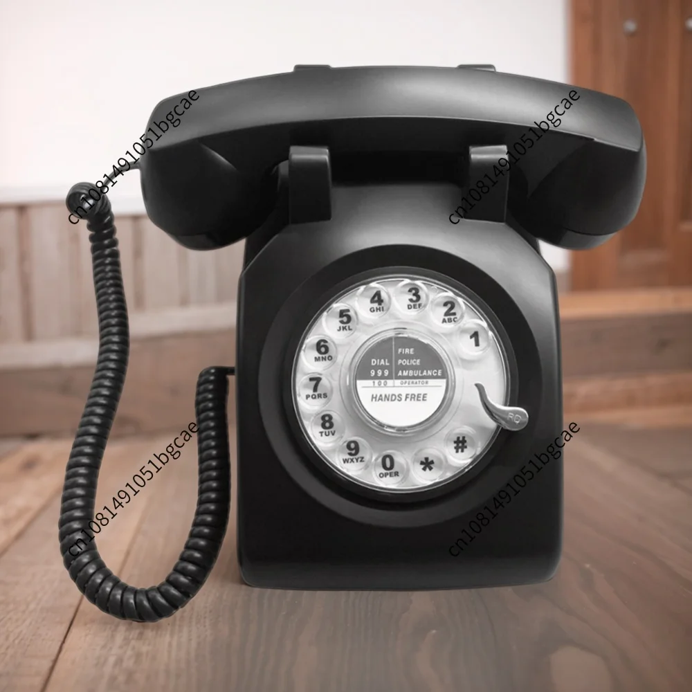 Rotary Dial Phone 1960s Vintage Corded Phone Redial Button Old-Fashioned Telephone Decorative Vintage Phone for Hotel School