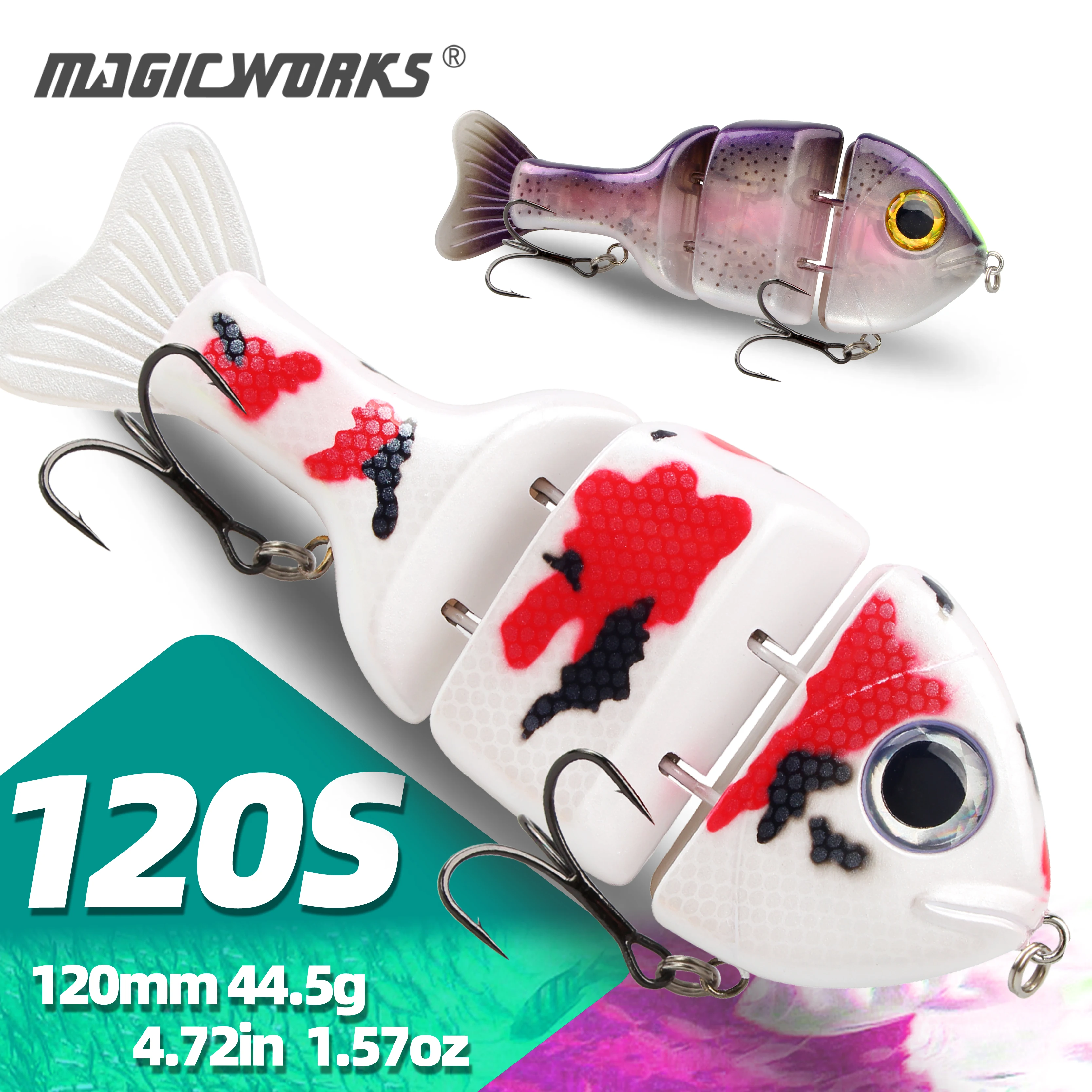 マジックワークス-ジョインテッド-スイムベイト-グライドベイト-120mm-445g-シンキング-フィッシングルアー-ハードルアー-バス用-淡水-海水-人工餌