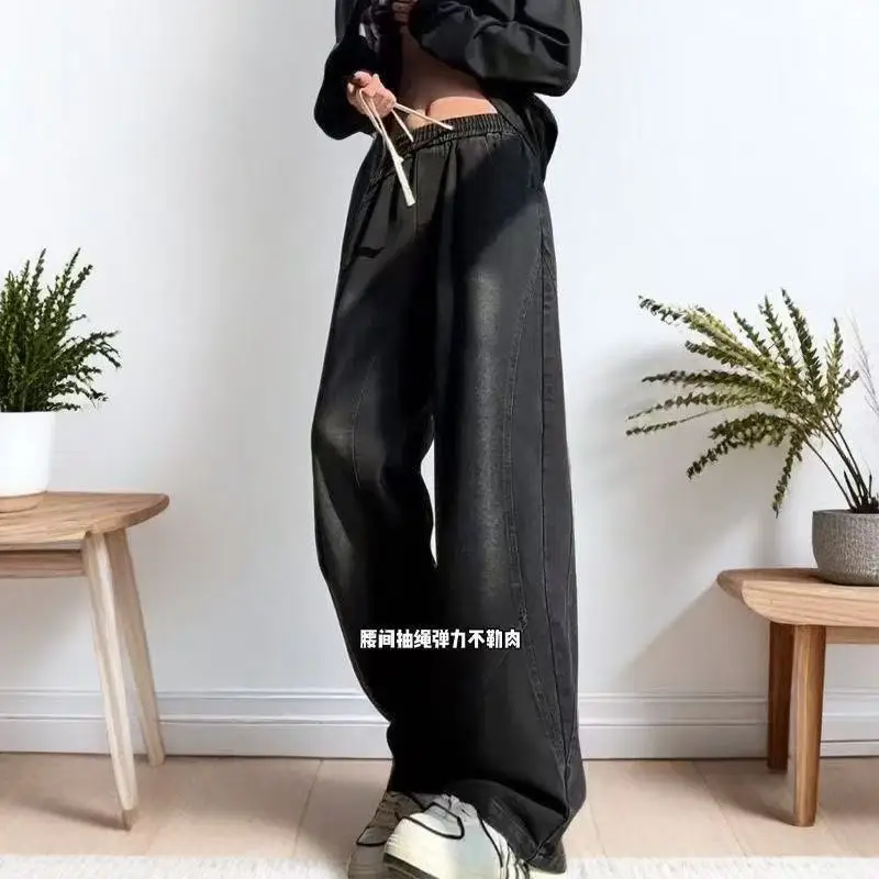 

Fashion 2025 Scimitar Jeans Washed Casual Straight New High Street Retro Trousers Trendy Wide-leg Baggy Trousers Cargo Pants Men