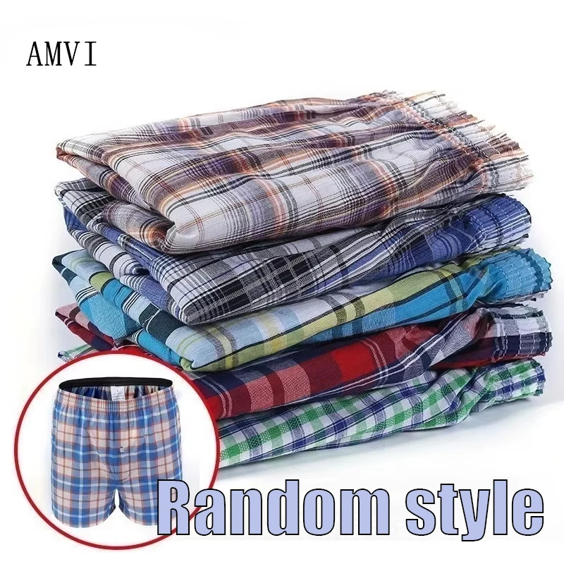 M-6XL 4PCS Men's Underwear Loose Boxers Shorts Boxers Man Plaid Arrow Pants Plus Size Comfort Arlo Pants Men's Trunk Underwear