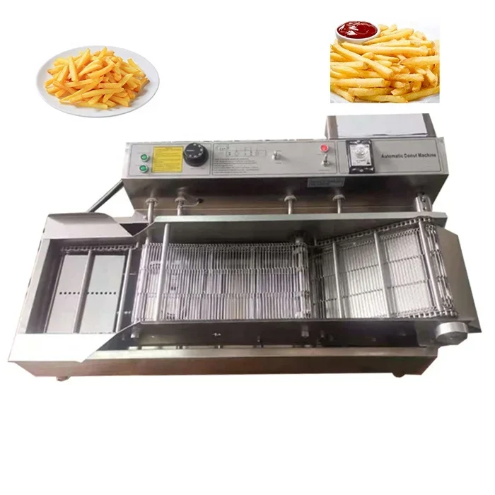 Automatic Food Continuous Fryer Machine Potato Chips Donut Electric Deep Frying Machine